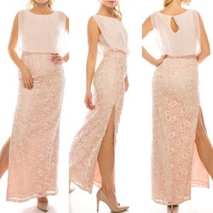 Aidan Mattox Lace Overlay chiffon gown